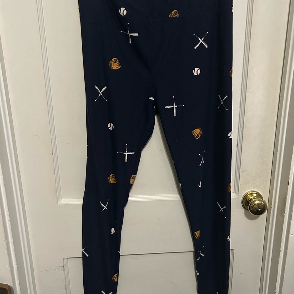 LuLaRoe T/C Leggings - Navy with Sports Print
